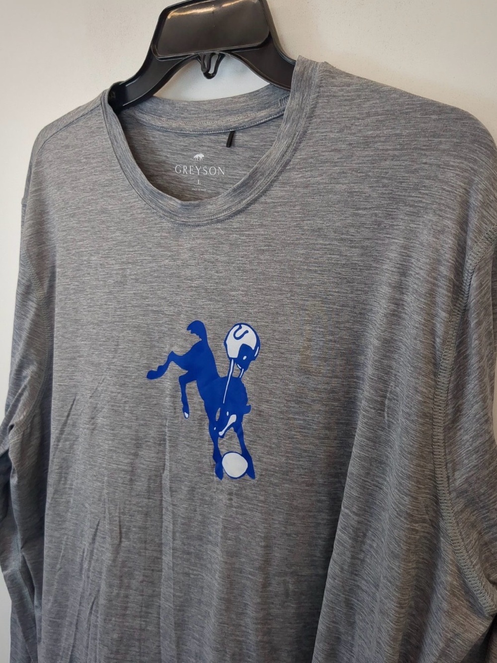 Greyson Men’s Grey Long-Sleeve COLTS Logo Shirt - Grey/Blue